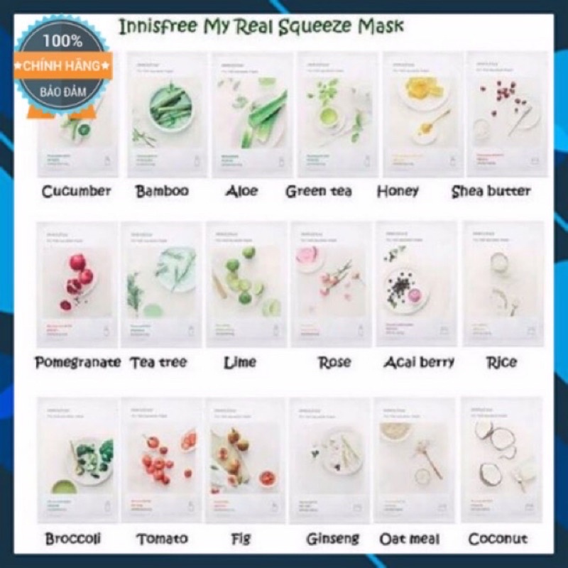 Mặt Nạ Giấy Innisfree ❤️ Innisfree My Real Squeeze Mask mẫu 2019 ❤️ mua 10 tặng 1 ❤️ freeship ❤️ chính hãng ❤️ 25ml | BigBuy360 - bigbuy360.vn