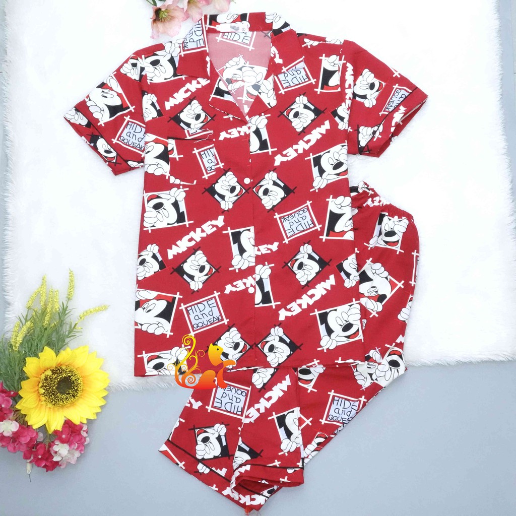 Đồ Bộ Mặc Nhà "Mít ki Hide" Pijama Quần Lửng Kate Thái - Dưới 68kg.