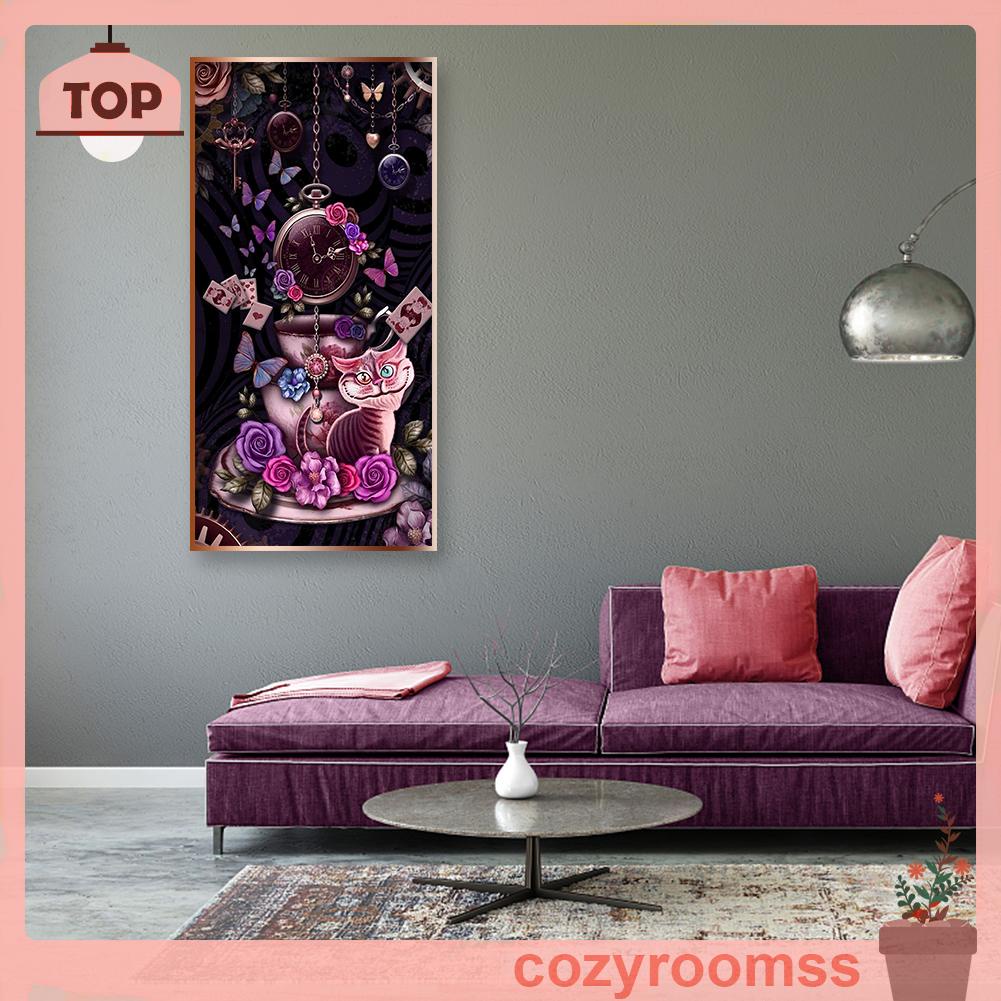 Tranh đính đá hình đồng hồ và hoa 5D nghệ thuật tự làm thủ công