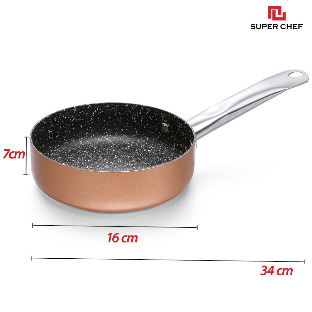 [Mã BMBAU50 giảm 7% đơn 99K] Nồi Vân Đá Chống Dính Đáy Từ Super Chef 16cm Siêu Bền Kèm Nắp Kính