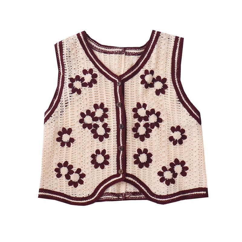 Áo Khoác Cardigan Dệt Kim Không Tay Thêu Họa Tiết Thời Trang Thu Đông Cho Nữ