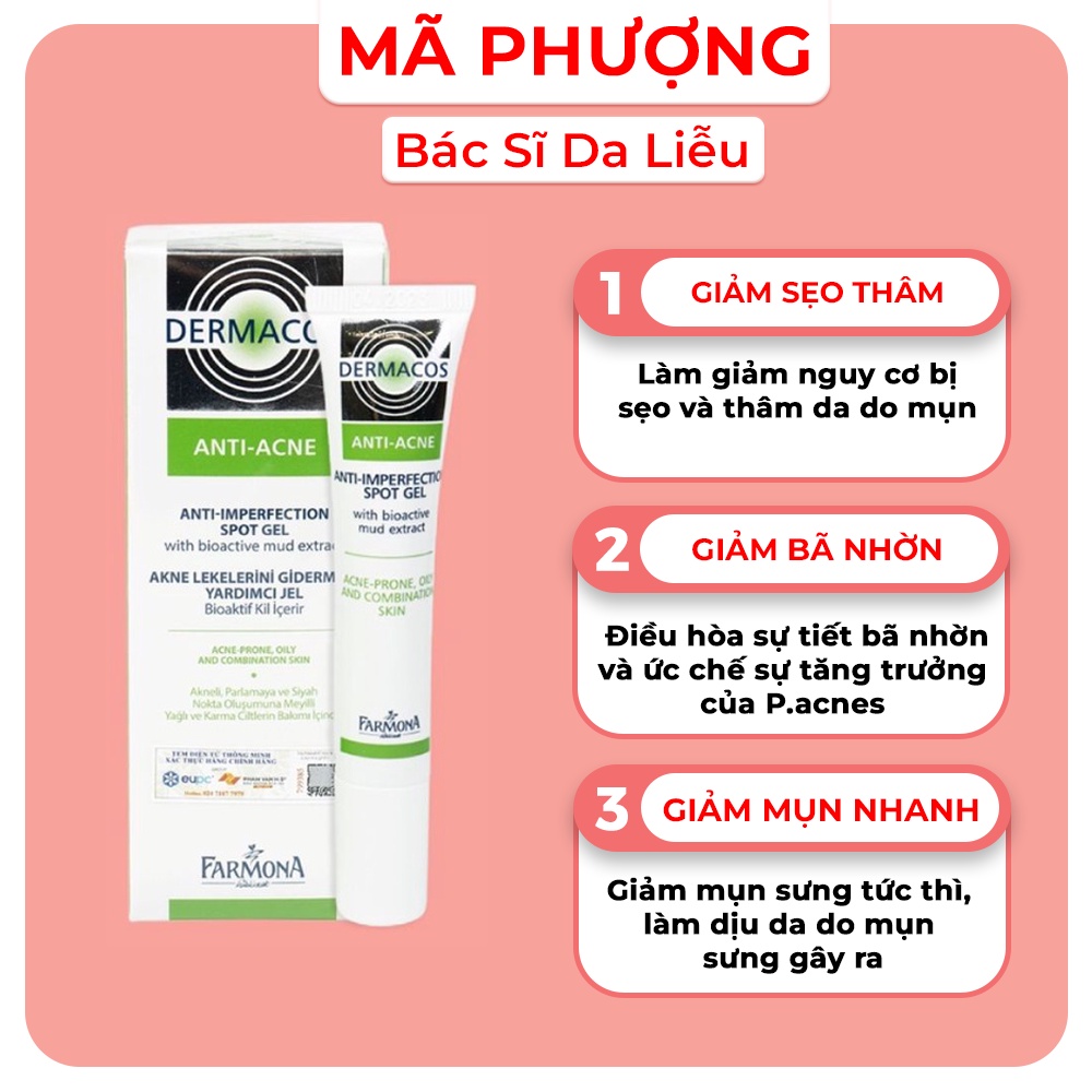 Gel CHẤM MỤN DERMACOS anti acne Spot gel