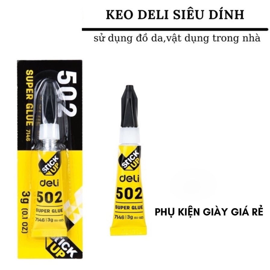 Keo dán 502 DELI E7146 đa năng dán giày dép, túi xách gốm sứ siêu chắc lọ 3g - Puno Official Store