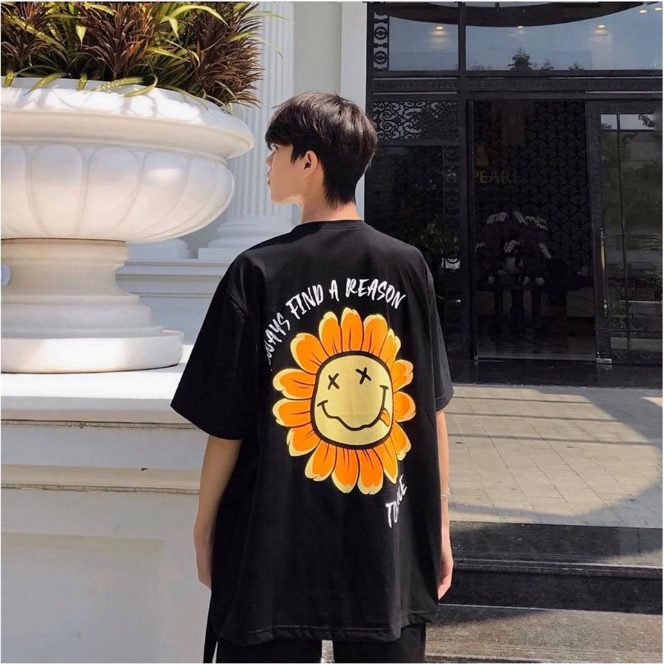 Áo Thun Hoa chữ Hàn hình thật (form unisex)