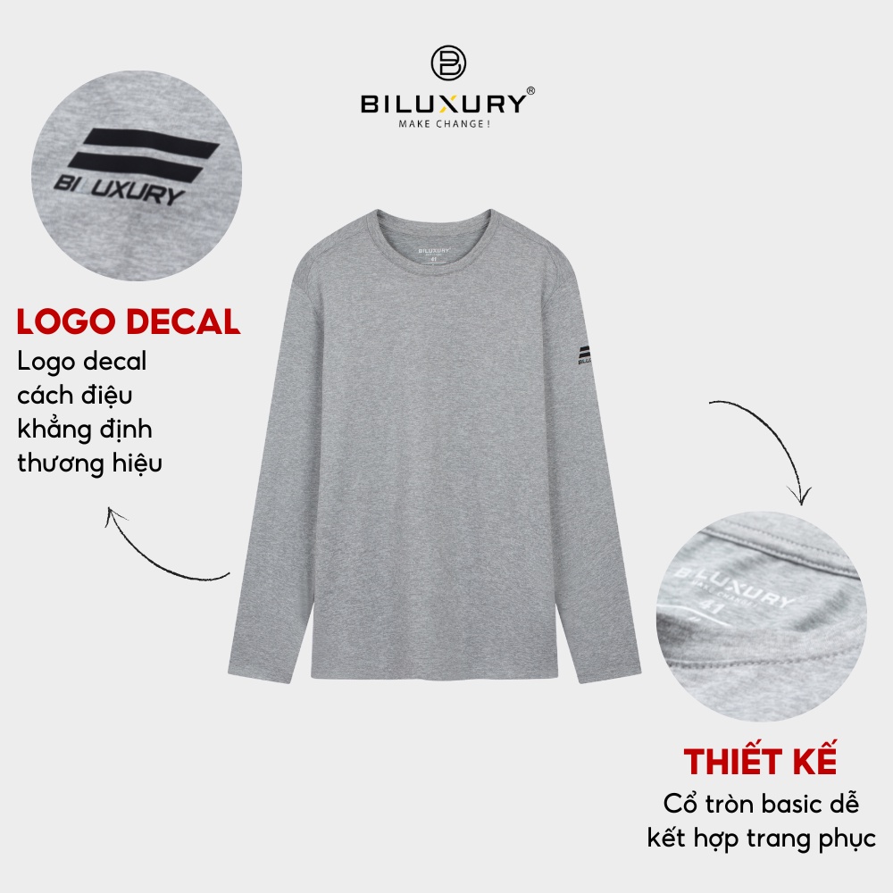 Áo thun nam dài tay Biluxury giữ nhiệt Charcoal Thermal co giãn thoải mái form slimfit trẻ trung 6ATOB001