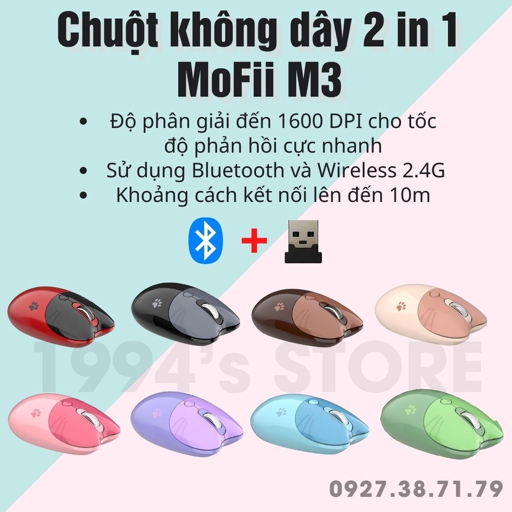 [CÓ SẴN] Chuột ĐA KẾT NỐI bluetooth + không dây Ferris Hand M3 MOFII nhiều màu xinh xắn dễ thương - Bảo hành 12 tháng