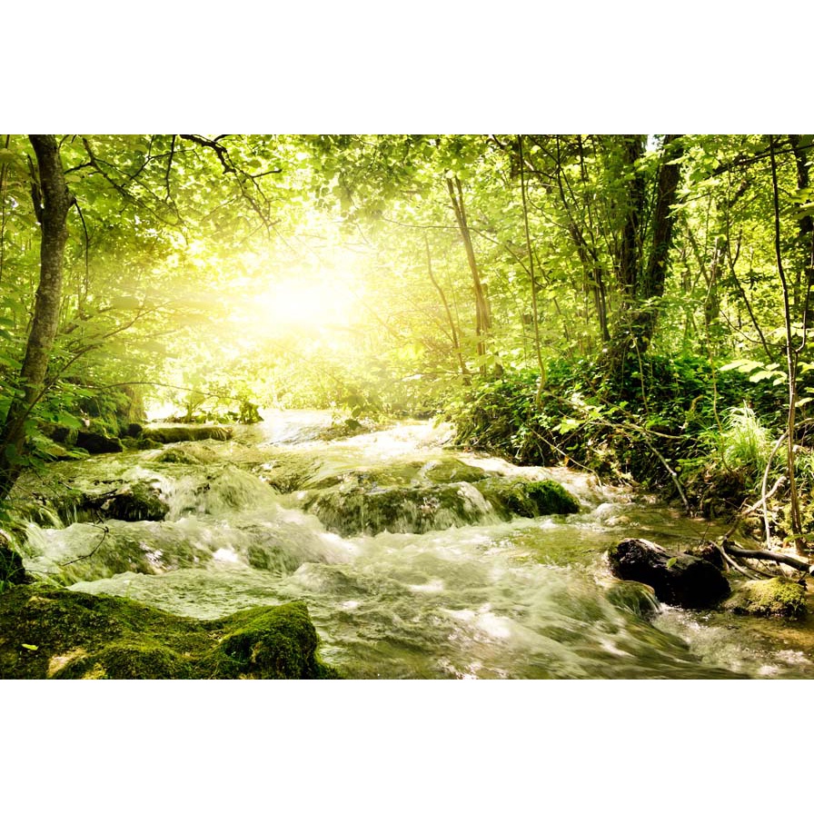 Tranh 3D phong cảnh thác nước chảy, sông suối nên thơ