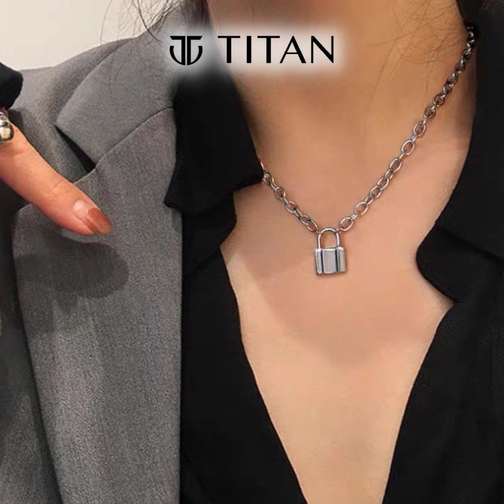 Vòng cổ nam nữ mặt khóa bạc 925 basic Khắc tên theo yêu cầu Titan không gỉ phong cách hiphop TITAN SHOP