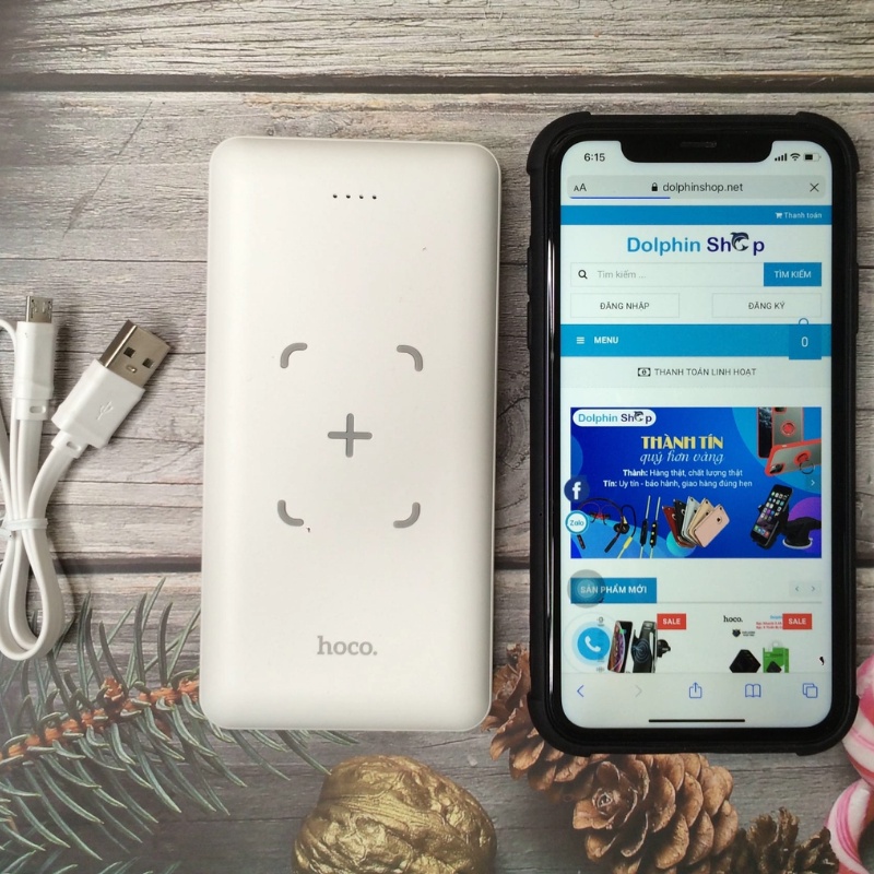 Sạc dự phòng không dây hoco 10000Mah, Sạc nhanh dự phòng tiện lợi - Bảo Hành 12 Tháng