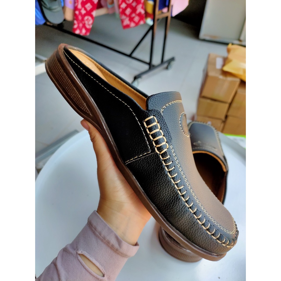 Giày Sapo bít mũi nam da bò Hồng thạnh Nâu - size 39-46