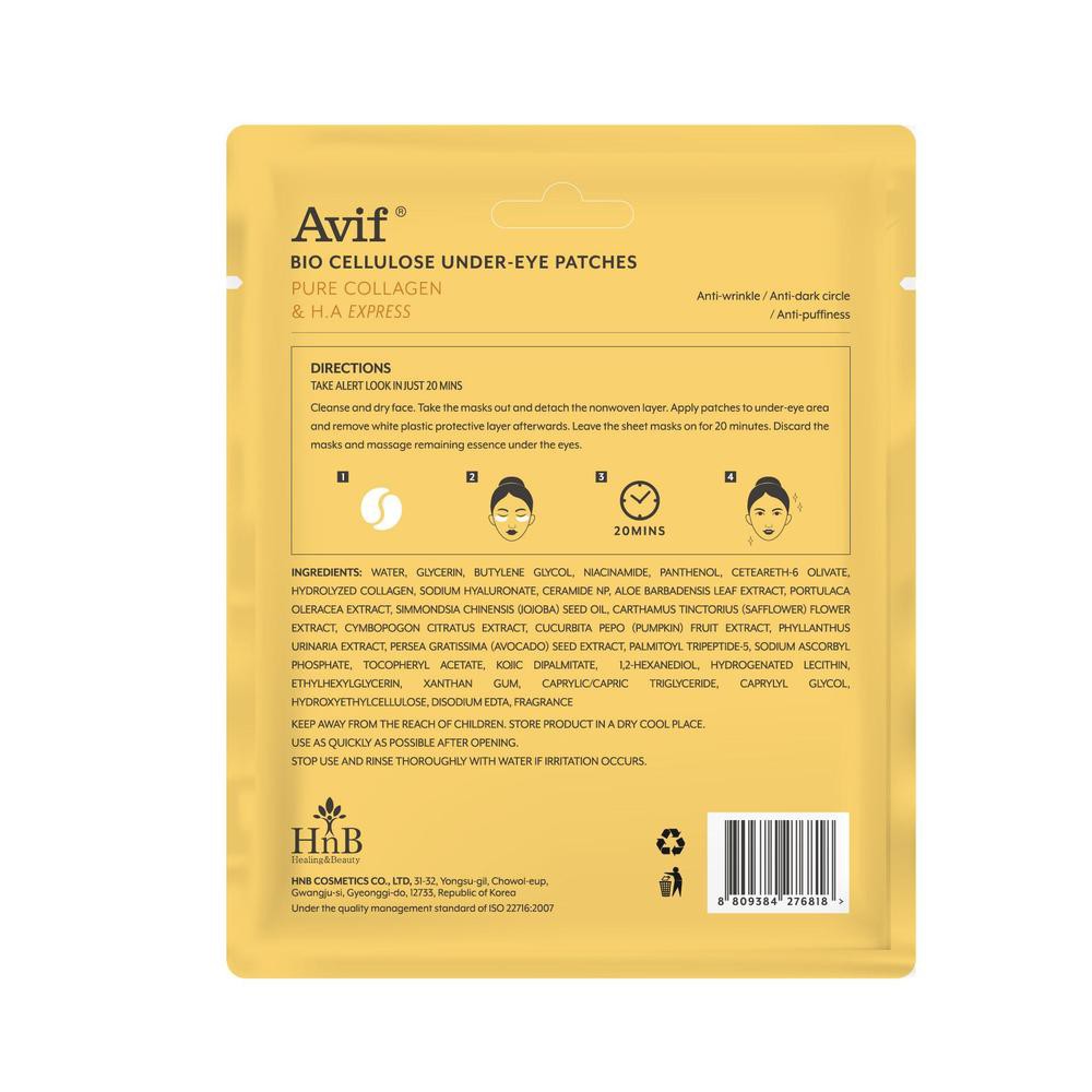 Mặt Nạ Dưỡng Da Vùng Mắt Avif Bio Cellulose Under-Eye Patches Giảm Nếp Nhăn Và Thâm 5g