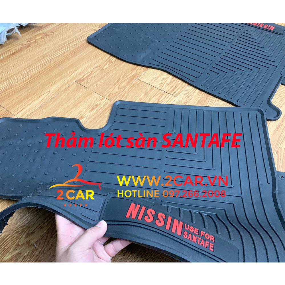 Thảm sàn, Lót Sàn Cao Su Xe Hyundai SANTAFE 2015-2021, Sàn Cao Su Đúc Ko Mùi 03