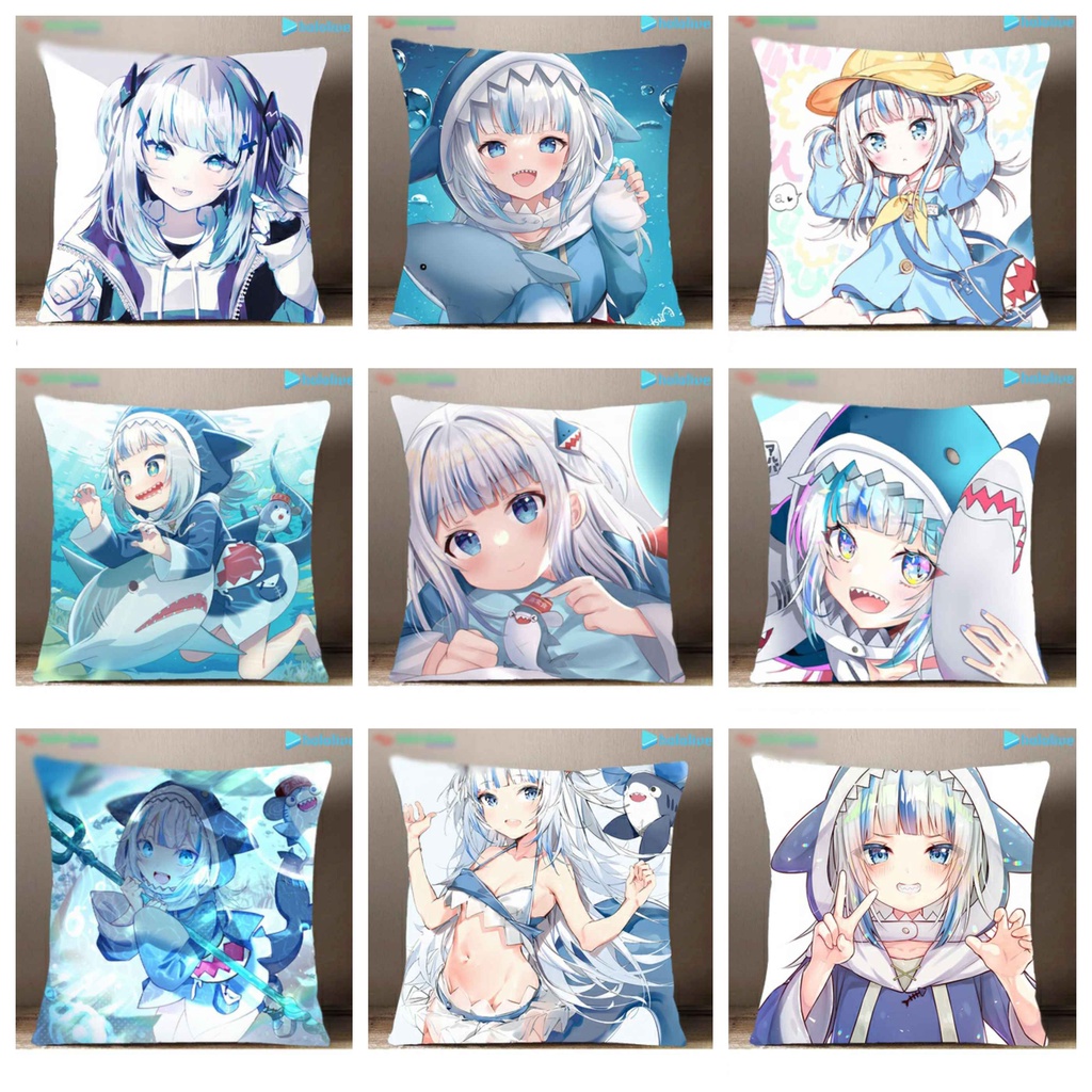 Gối IN HÌNH Gawr Gura Hololiove Vtuber mẫu 2 game chibi gồm cả vỏ và ruột êm ái chất đẹp
