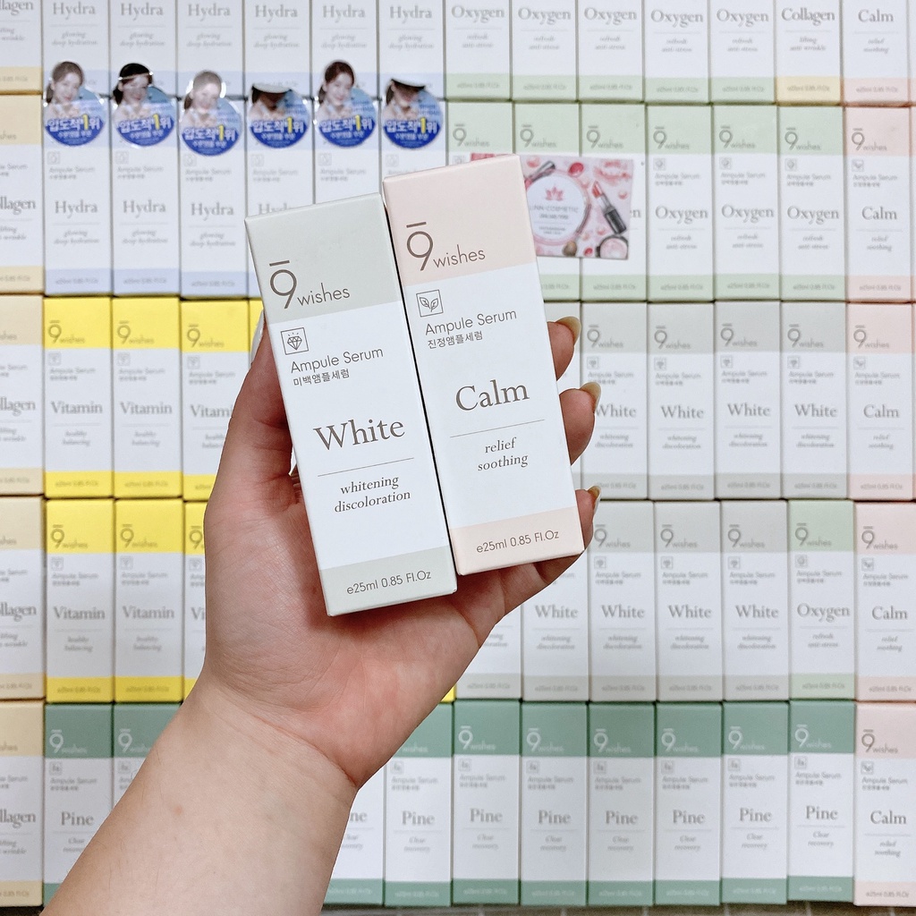 Tinh chất dưỡng da Serum 9Wishes Ampule 25ml 9 Wishes Hydra - Vitamin - Calm - Pine - Collagen - Oxygen