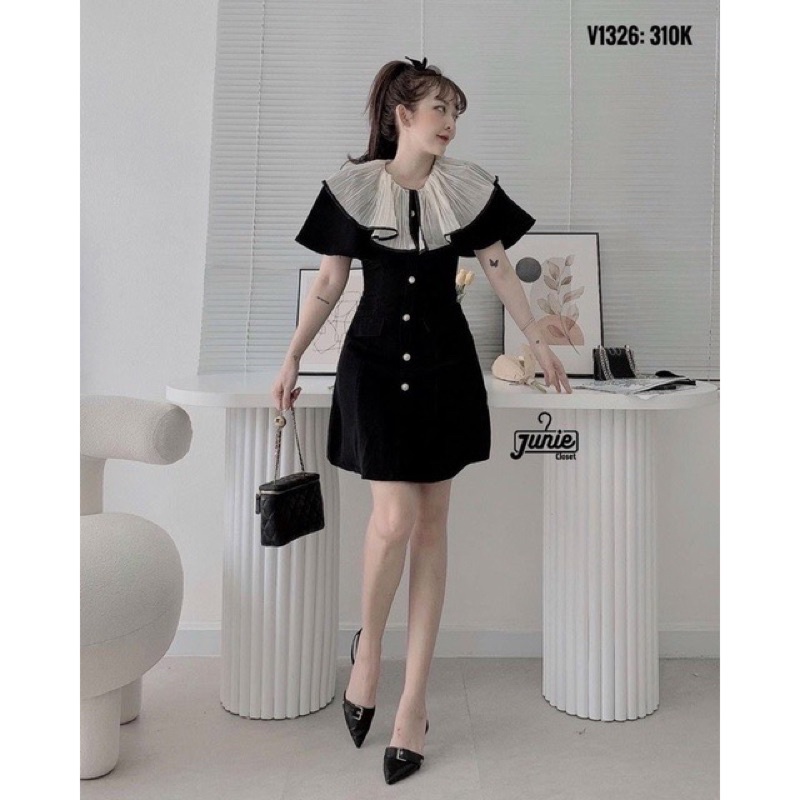 (SHOP BIGSIZE nữ 50kg đến 90kg ) đầm ngắn đi tiệc sang chảnh dáng A nút ngọc - DA777
