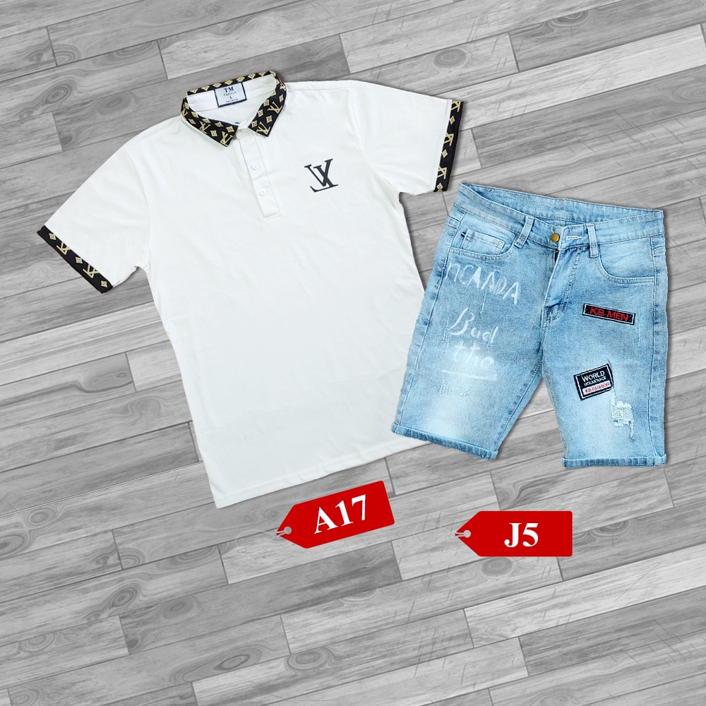 Đồ Bộ Áo Thun + Quần Short Jean Cho Nam Trẻ Trung, Phong Cách Hàn Quốc CB1 | BigBuy360 - bigbuy360.vn