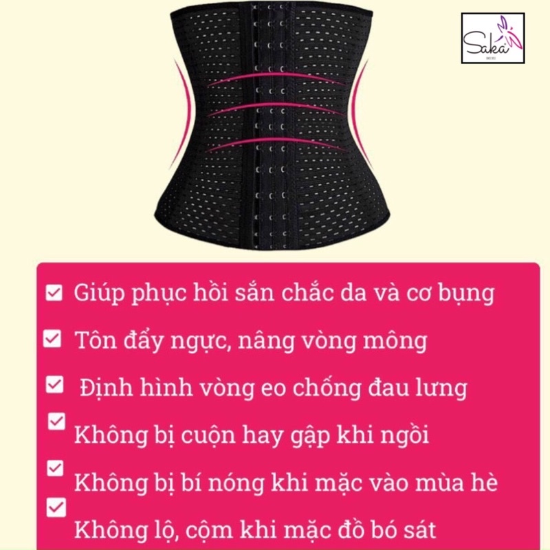 Đai nịt bụng tan mỡ 4 xương màu đen và da vải dày dặn