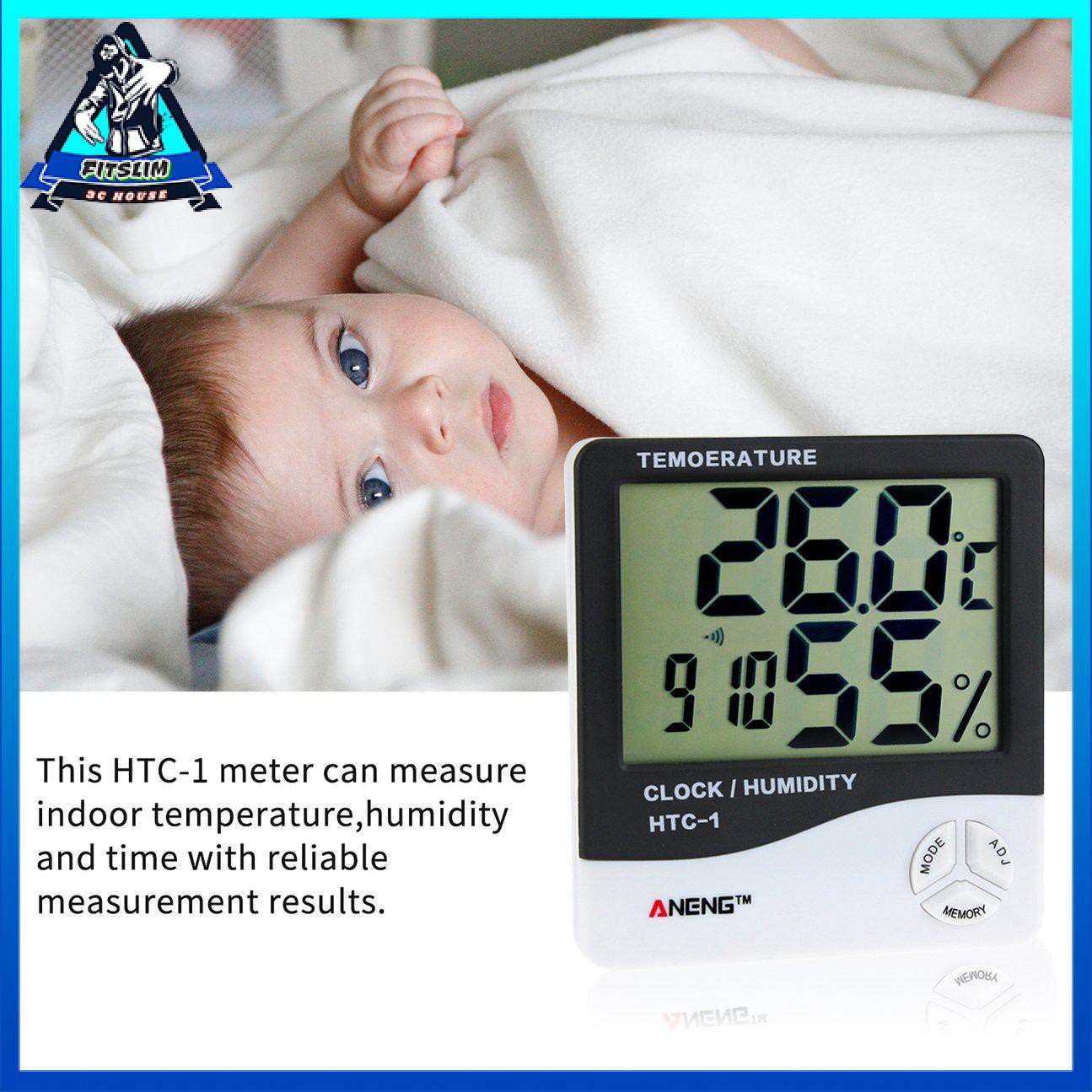 Đồng hồ đo nhiệt độ độ ẩm kỹ thuật số HTC-1 Đồng hồ báo thức Nhiệt kế ẩm kế