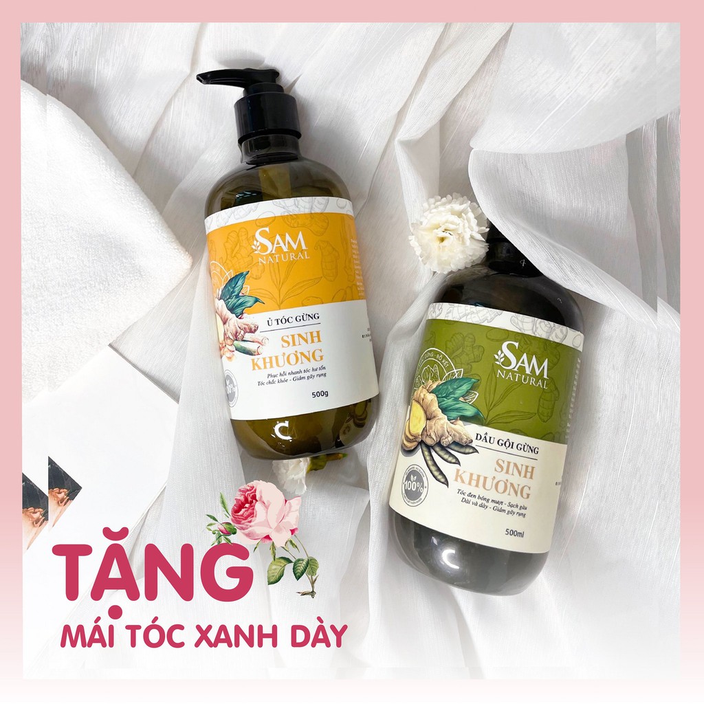 Bộ Gội - Ủ Sinh Khương Sam Natural 500ml - 8 thành phần thiên nhiên kích thích mọc tóc, giảm gãy rụng