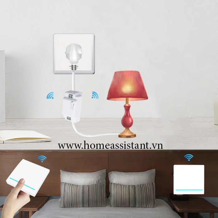 Công Tắc Phát Sóng RF 433Mhz Nút Bấm Điều Khiển Từ Xa Dán Tường Hình Vuông RFX01