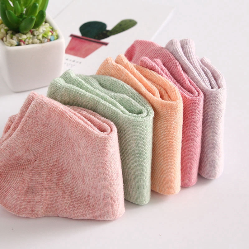 Vớ Cotton Cổ Ngắn Màu Trơn Thời Trang Cho Nữ