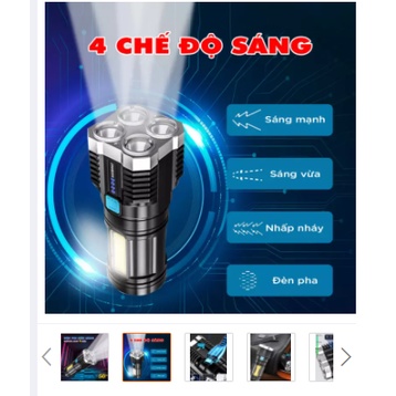 Đèn pin siêu sáng police SWAT 101 4 LED TẶNG SẠC 5V