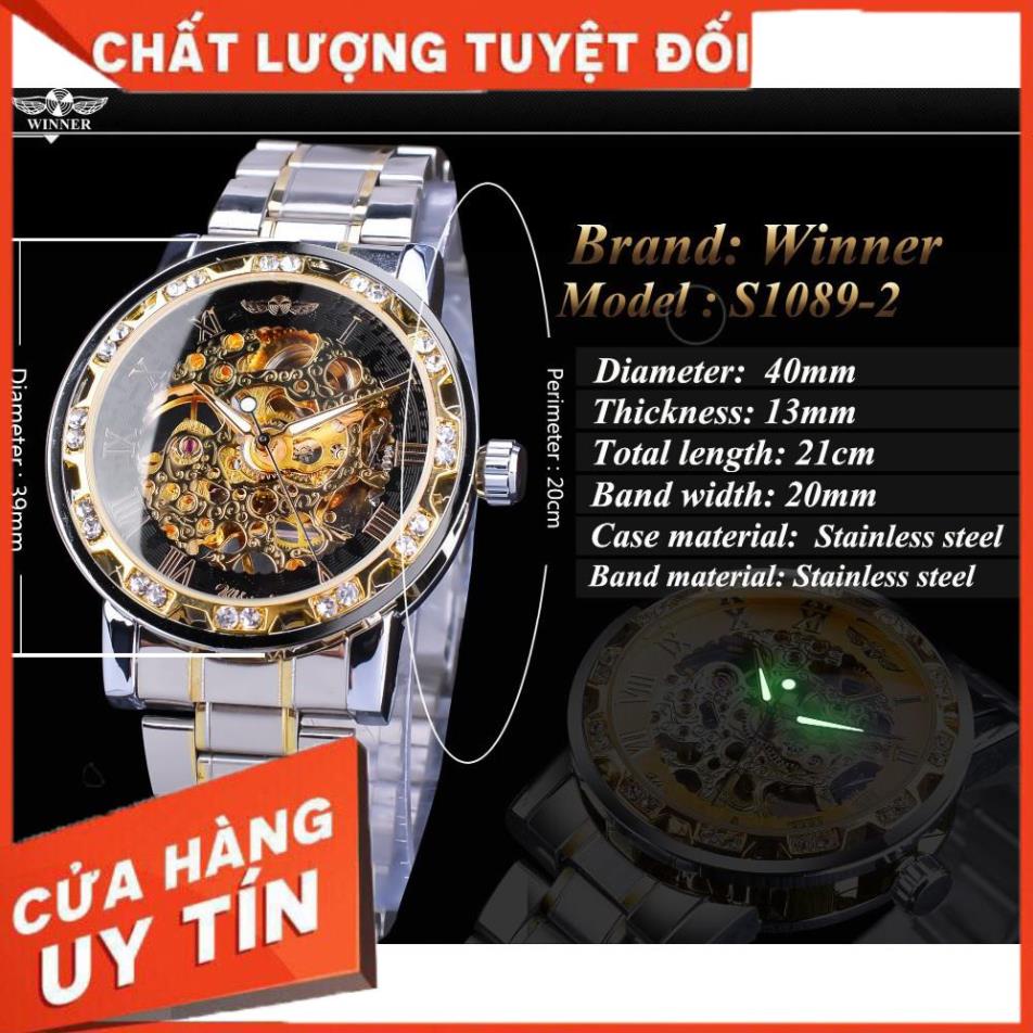 FreeShip Đồng Hồ Cơ Nam AUTOMATIC Chính Hãng WINNER Dây Thép Cao Cấp Đẹp Giá Rẻ Kiểu Dáng Thời Trang Sang Trọng