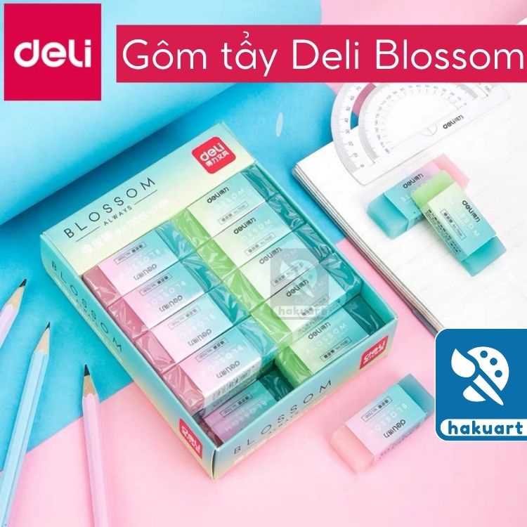 Gôm Tẩy Deli Bằng Cao Su Mềm Dẻo Nhiều Màu Sắc - Văn phòng phẩm Haku