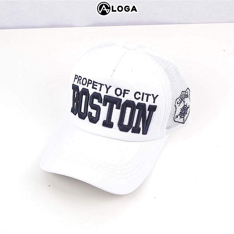 Nón lưỡi trai nữ thời trang nón kết kaki đẹp cao cấp thêu chữ Boston M032