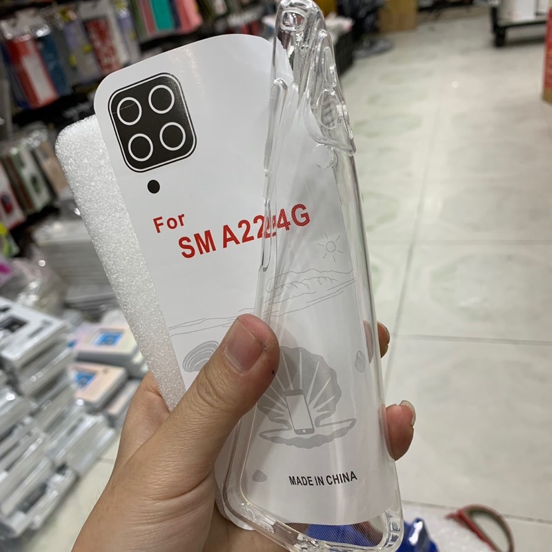 Ốp Samsung A22 4G,A750, dẻo trong suốt viền bảo vệ camera