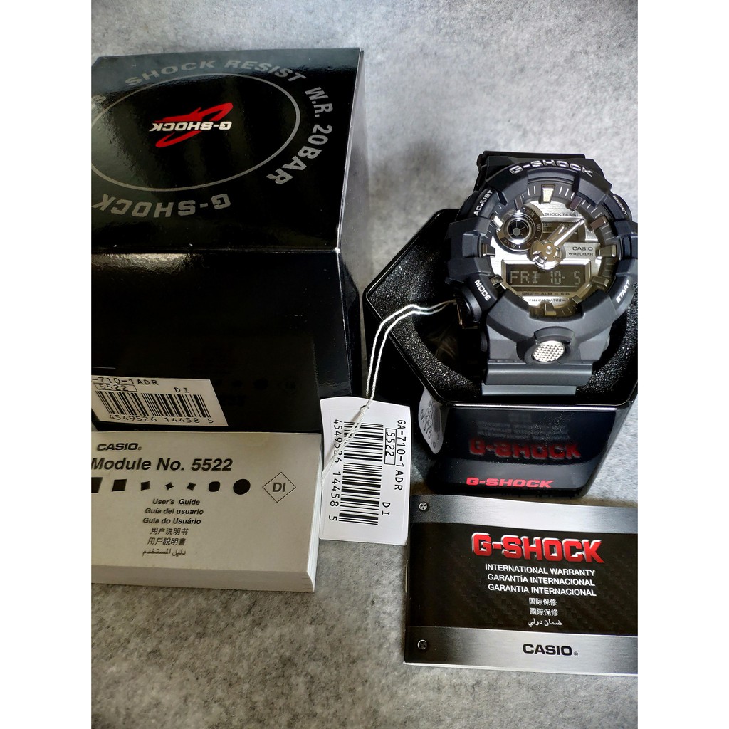 Đồng hồ nam Casio G Shock GA-710-1ADR Dây Nhựa Màu Đen - Tuổi Thọ Pin 5 Năm