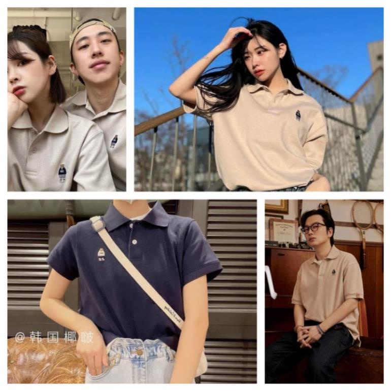 Áo đôi nam nữ polo gấu whoau hàng cao cấp chất cotton đẹp FULL TAG 💯