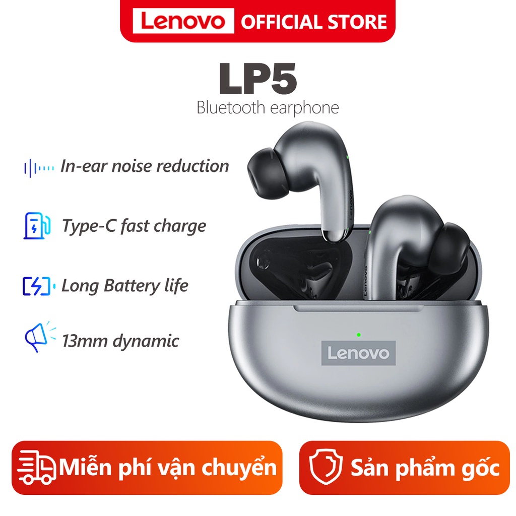 Tai Nghe Bluetooth 5.0 Không Dây Lenovo LP5 Âm Thanh Nổi Cảm Ứng Điều Khiển Giọng Nói