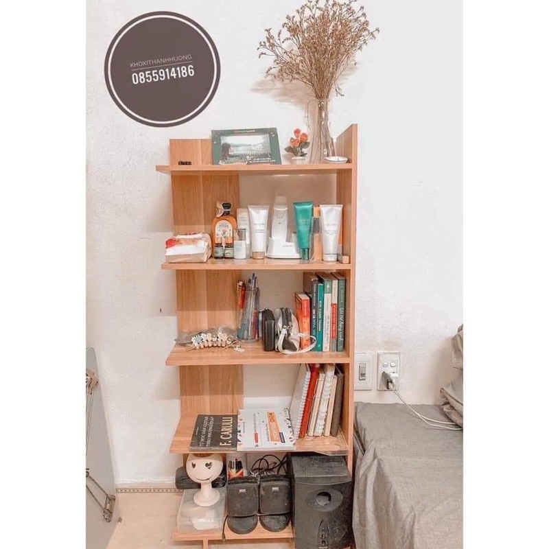 Kệ sách gỗ 5 tầng - kệ góc tường đa dụng - gỗ MDF