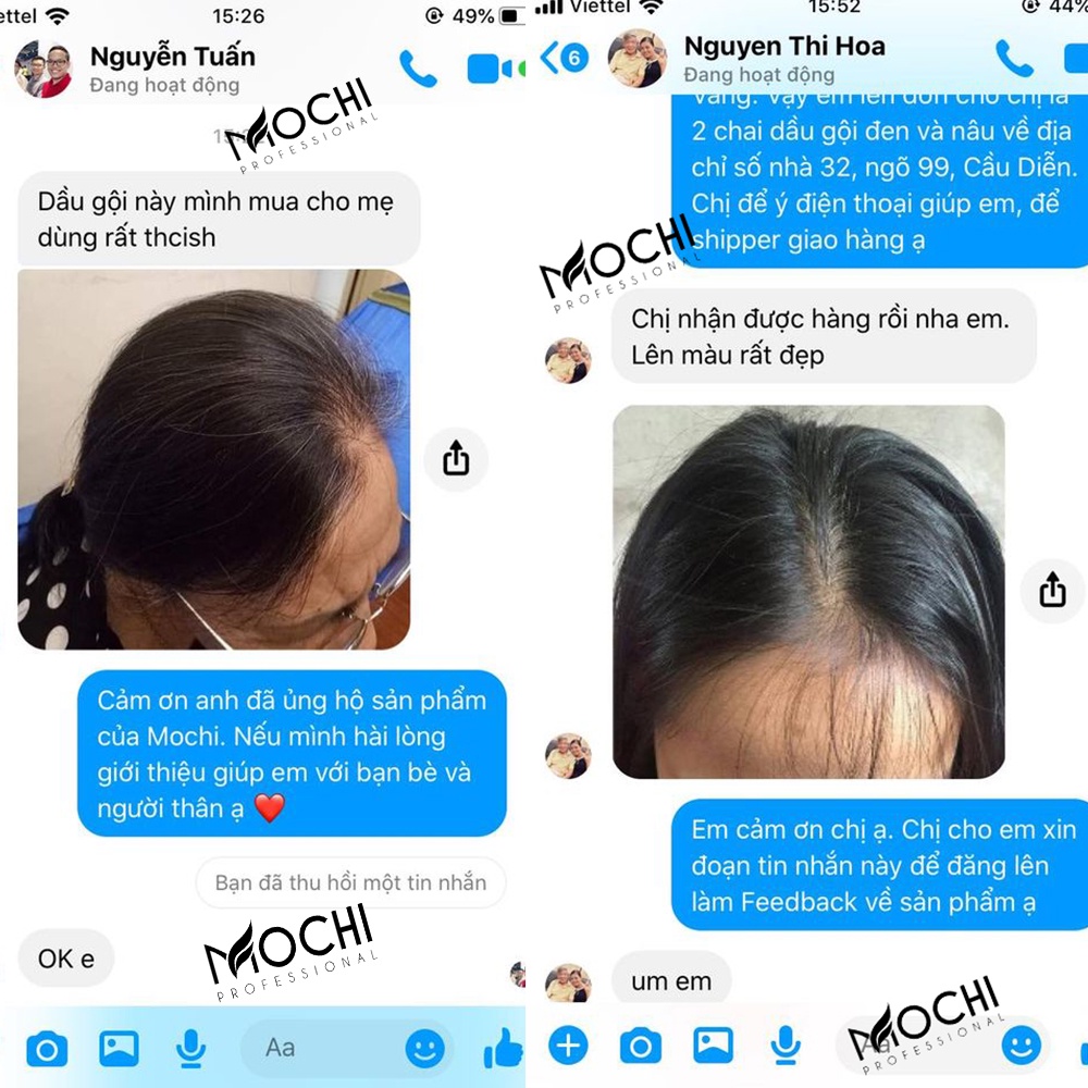 Combo 2 chai Dầu Gội phủ bạc Mochi Đen Tóc Nhật Bản. Tạm biệt tóc bạc tìm lại tuổi xuân