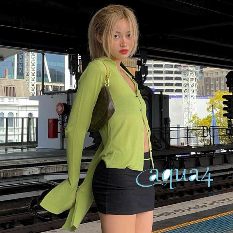 Áo Cardigan Cài Nút Phong Cách Cổ Điển Y2K Cho Nữ