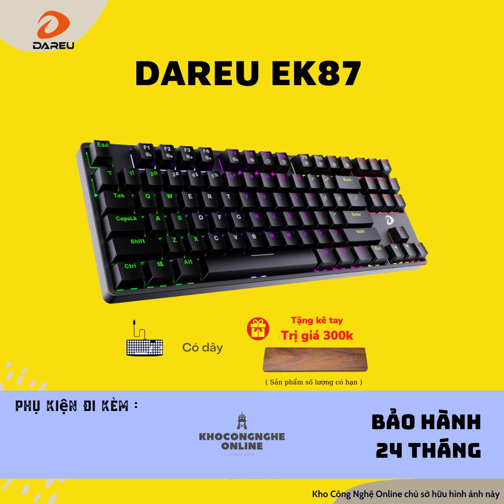 Bàn phím cơ Gaming DAREU EK87 – MULTI-LED (Blue/ Brown/ Red switch)