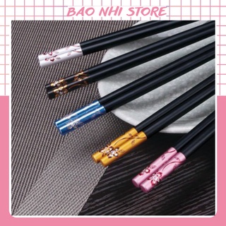 Đũa hợp kim khảm hoa cao cấp chống trơn không mốc không cong vênh ( HỘP 10 ĐÔI ) 88195 BẢO NHI SHOP