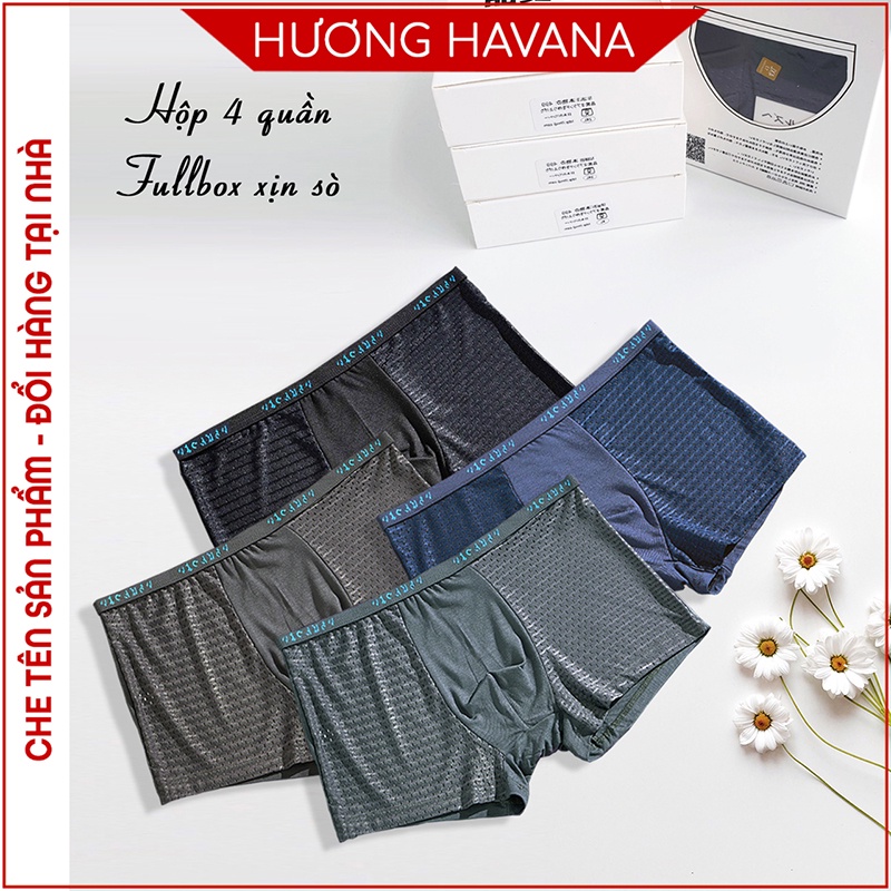 Hộp 4 quần lót nam thông hơi - quần sịp nam tam giác đùi nhật bản - có size lớn MLQ01