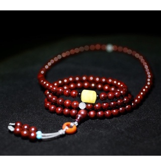 Vòng tay chuỗi hạt gỗ tử đàn đỏ lá nhỏ, Chuỗi 108 hạt tử đàn size hạt 6mm