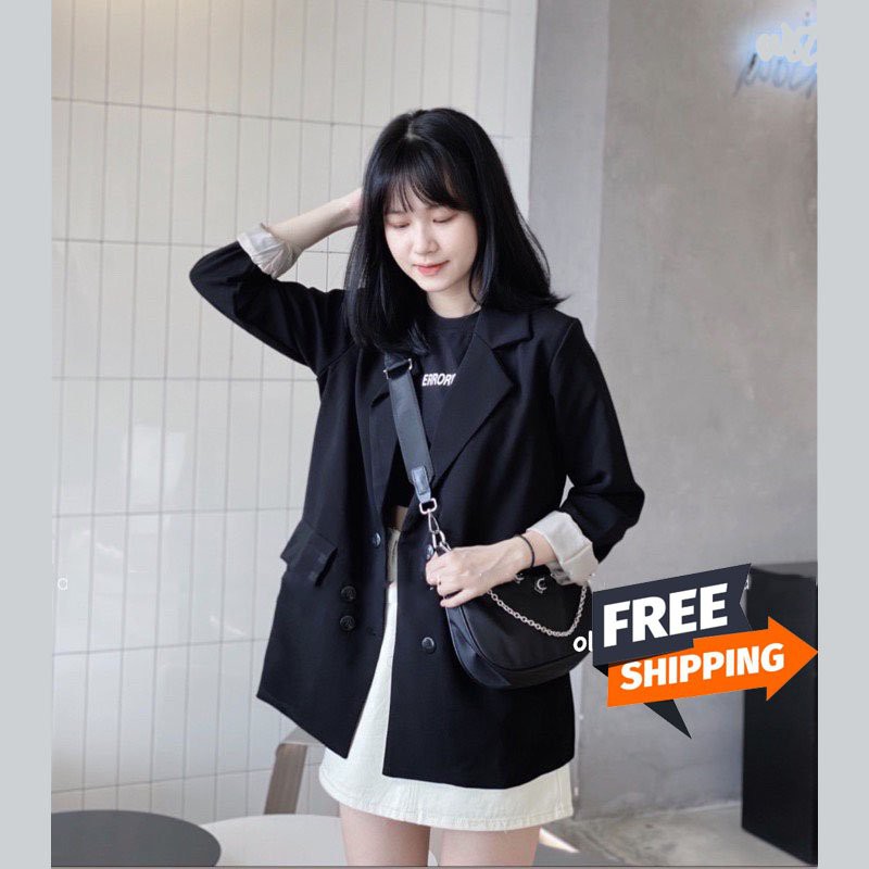 Blazer nữ 2 lớp, áo blazer ulzzang ♥️ Áo vest màu đen, áo vest nữ NhimShop BZ02 | BigBuy360 - bigbuy360.vn