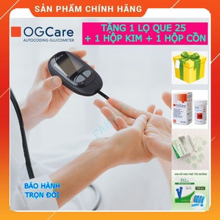 (HOẢTỐC)Máy đo đường huyết OGcare tặng lọ que 25 + 100 Kim + 100 cồn - Xuất xứ Ý - Bảo hành trọn đời