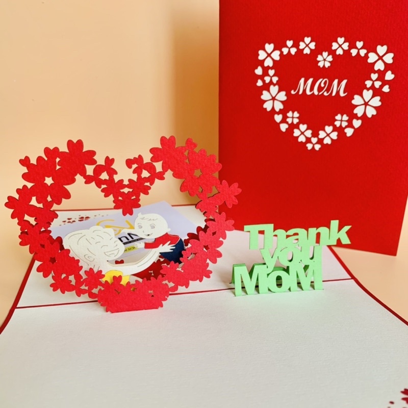 Thiệp nổi 3D Popup Handmade quà tặng lưu niệm Valentine, Lễ Tình Nhân, Quốc tế Phụ nữ 8/3