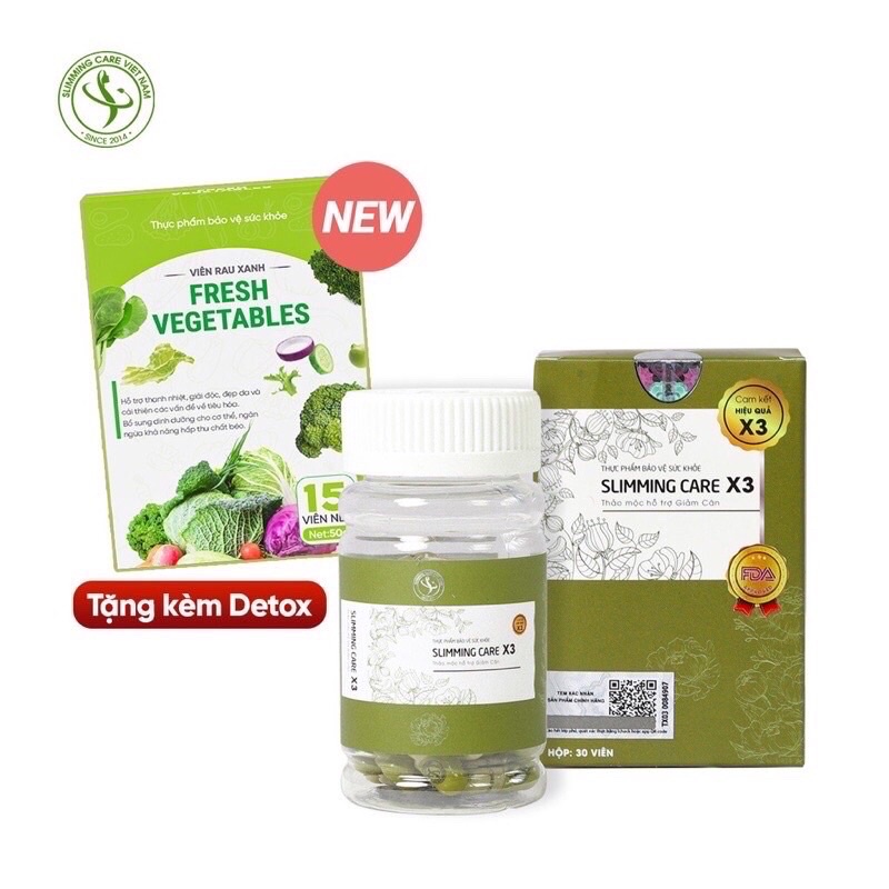 Combo 2 hộp Viên uống Thảo mộc giảm cân Slimming Care X3 + Detox