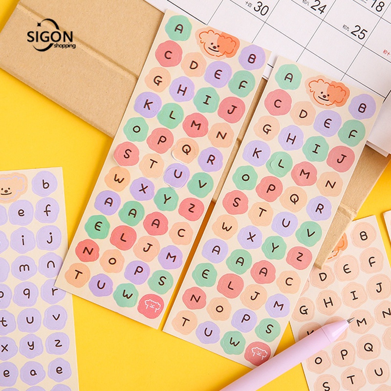 Stick Chữ Hinh Dan Chữ Miếng Dán Ghi Chú Hình Tròn In Chữ Tiếng Anh Độc Đáo Trang Trí DIY