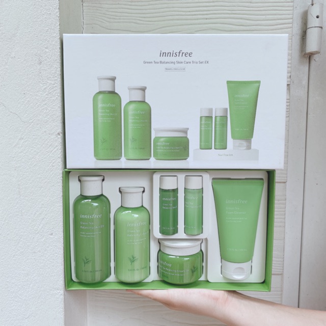 Bộ dưỡng da 6 món Innisfree Green Tea Balancing Skin Care Trio Set EX ( set xanh 6 món)