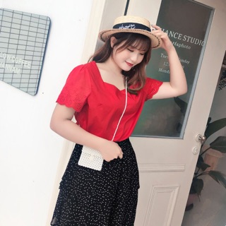 Áo kiểu big size cổ U tay đục lỗ size đại 65-100kg