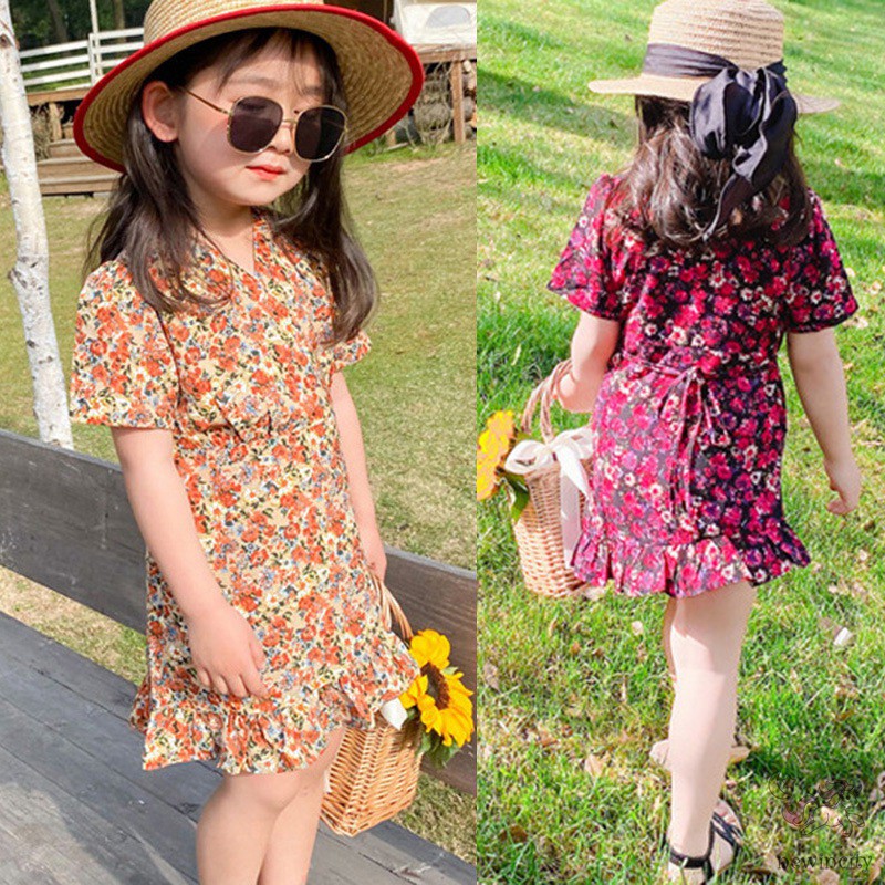 Đầm in hoa phong cách Hàn Quốc dành cho bé gái