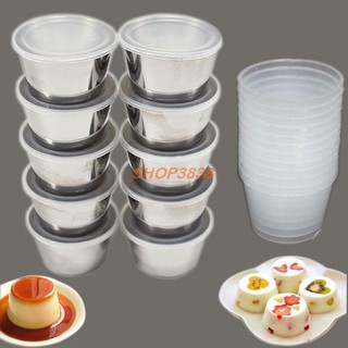 Combo 5 Khuôn Làm Bánh Flan Rau Câu Cupcake Inox 304 ( 7cm ) Nắp Nhựa Khít ( Tặng 5 Khuôn Rau Câu Không Nắp )
