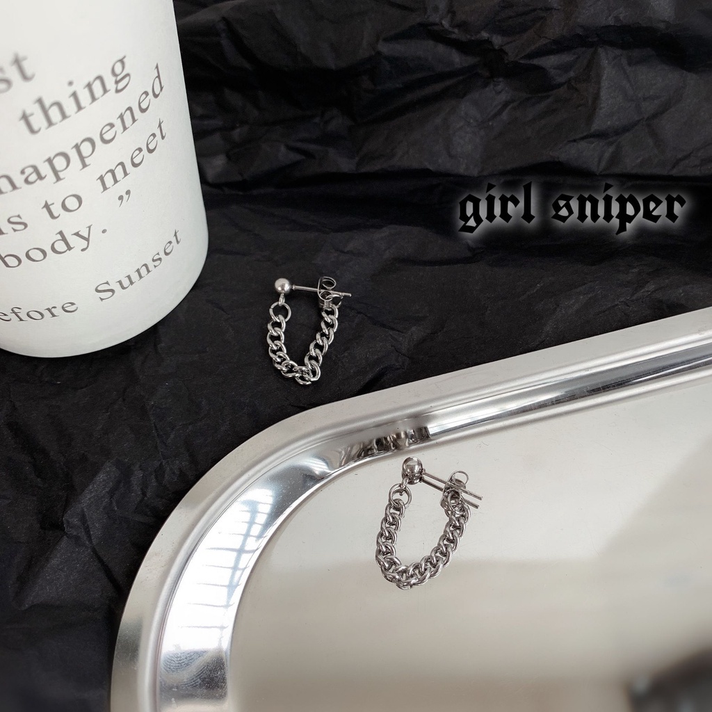 Bông tai dây xích đơn giản phong cách punk hiphop đường phố cho nam nữ 19147